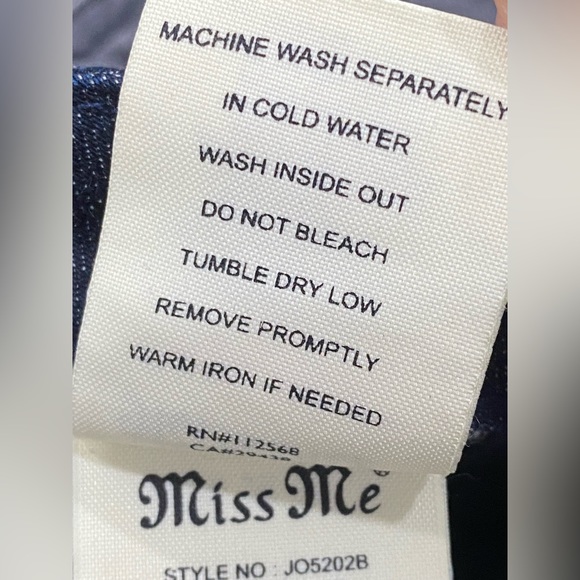 Miss Me Megan Dark Blue Low cut Stretch Denim Bootcut Flap Jeans 28 - Picture 9 of 15